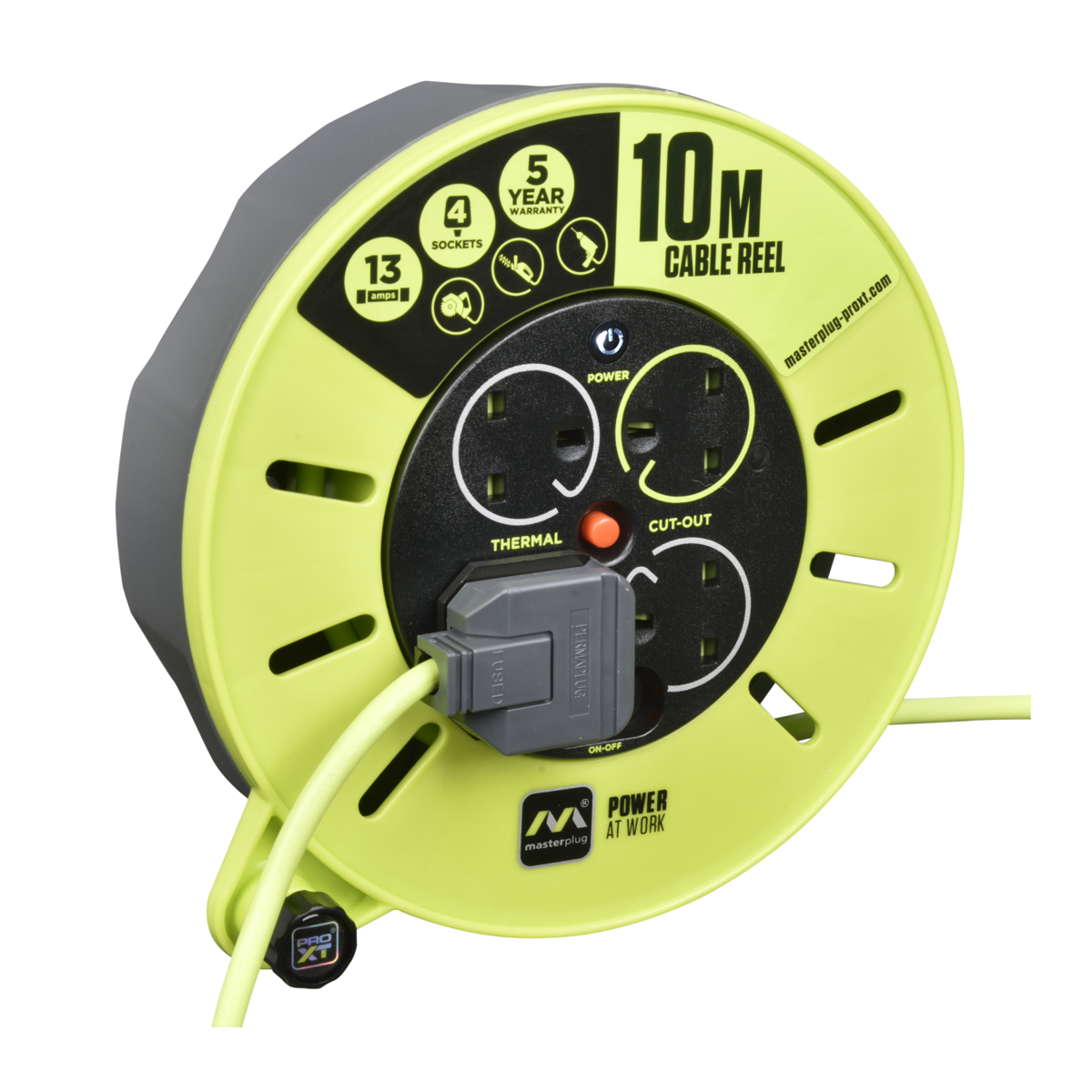 Masterplug 4 Socket 10m Cable Reel