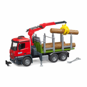 MB Acros Timber Truck with Loading Crane and Trunks Toy Model