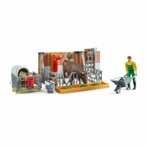 Cow & Calf Barn (with Farmer) Toy Model