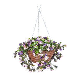 Faux Decor Hanging Basket Petunia 30cm