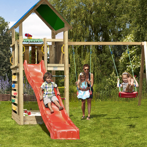 Jungle Gym Lodge Complete Climbing Frame with Swing and Slide