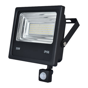50W Black Slim LED Exterior Floodlight with Sensor