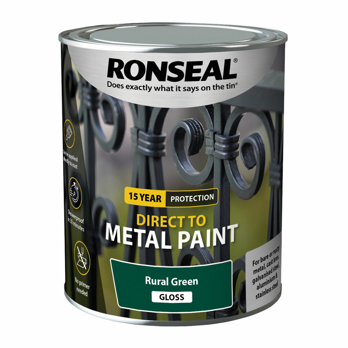 Ronseal Direct to Metal Paint Rural Green Gloss 250ml