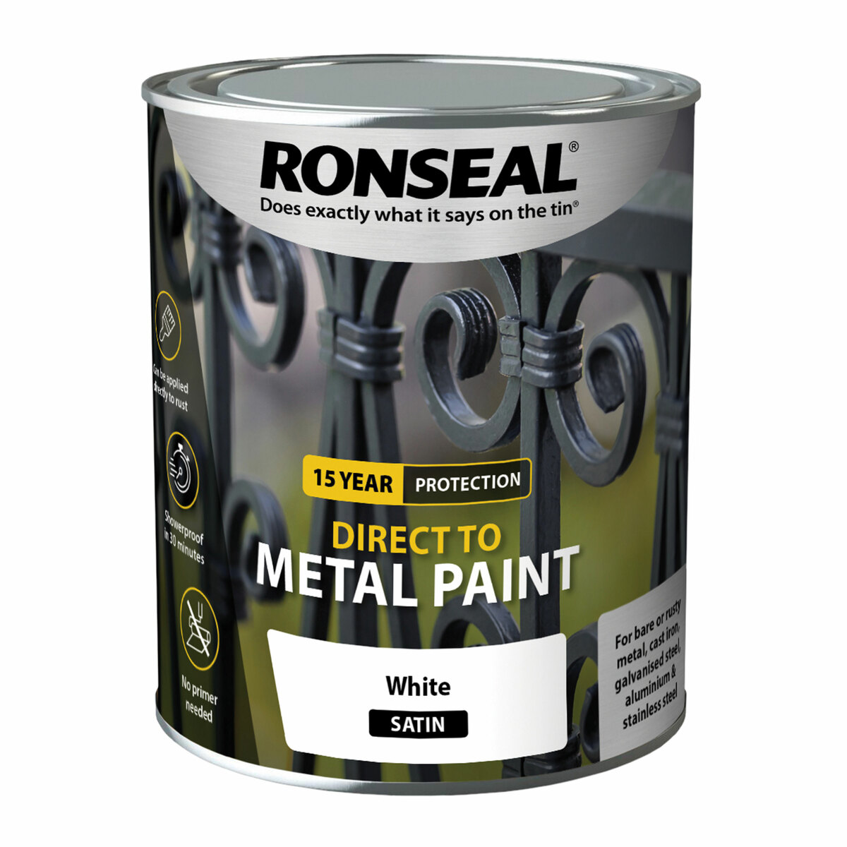 Ronseal Direct to Metal Paint White Satin 750ml