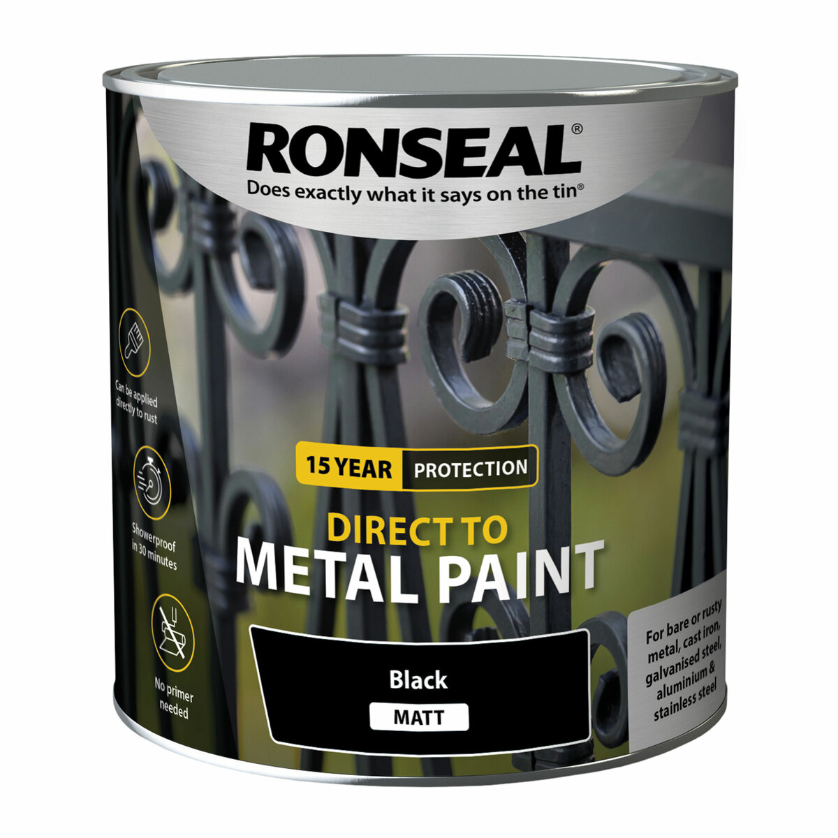 Ronseal Direct to Metal Paint Black Matt 2.5L