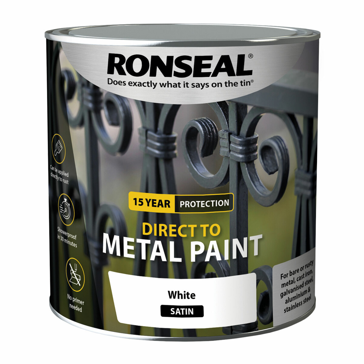 Ronseal Direct to Metal Paint White Satin 2.5L